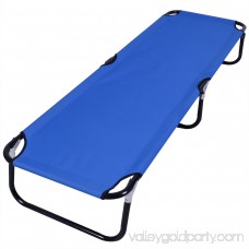 Gymax Folding Camping Bed Outdoor Military Cot Sleeping Blue